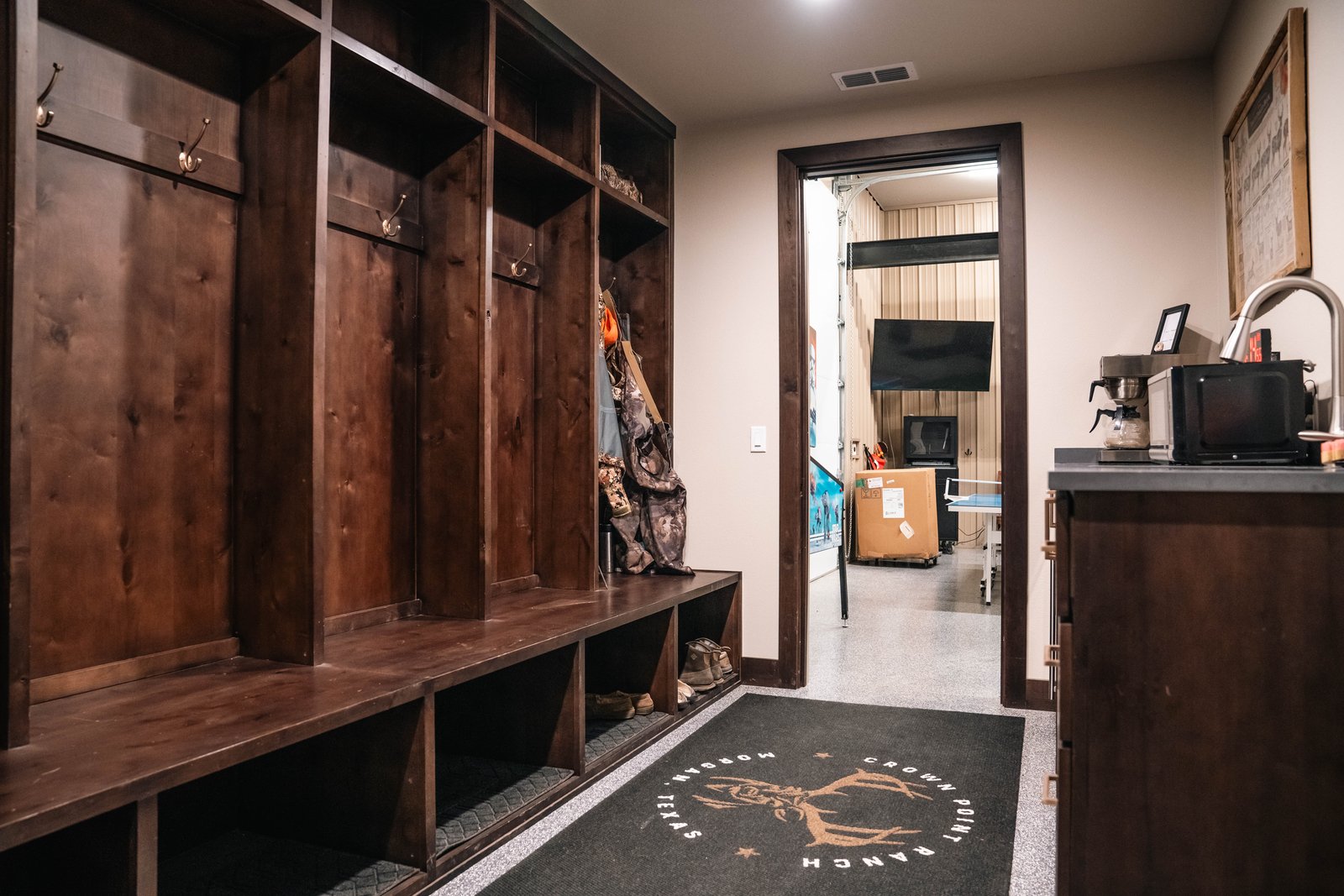 Gear room at Crown Point Ranch